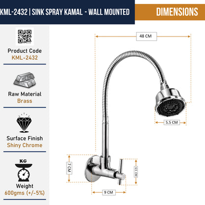 Tarim Dual Flow Wall Mounted Sink Tap - by Kamal
