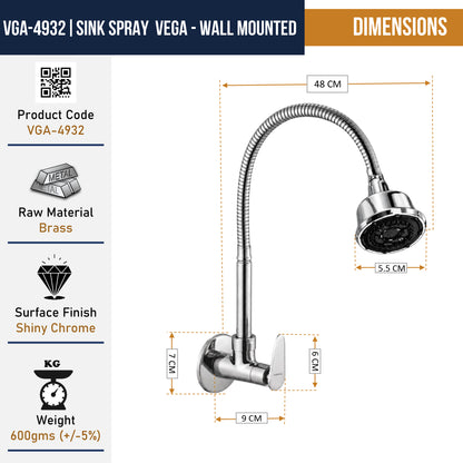 Vega Dual Flow Wall Mounted Sink Tap - by Kamal