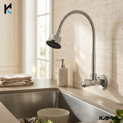Trio Dual Flow Wall Mounted Sink Tap - by Kamal