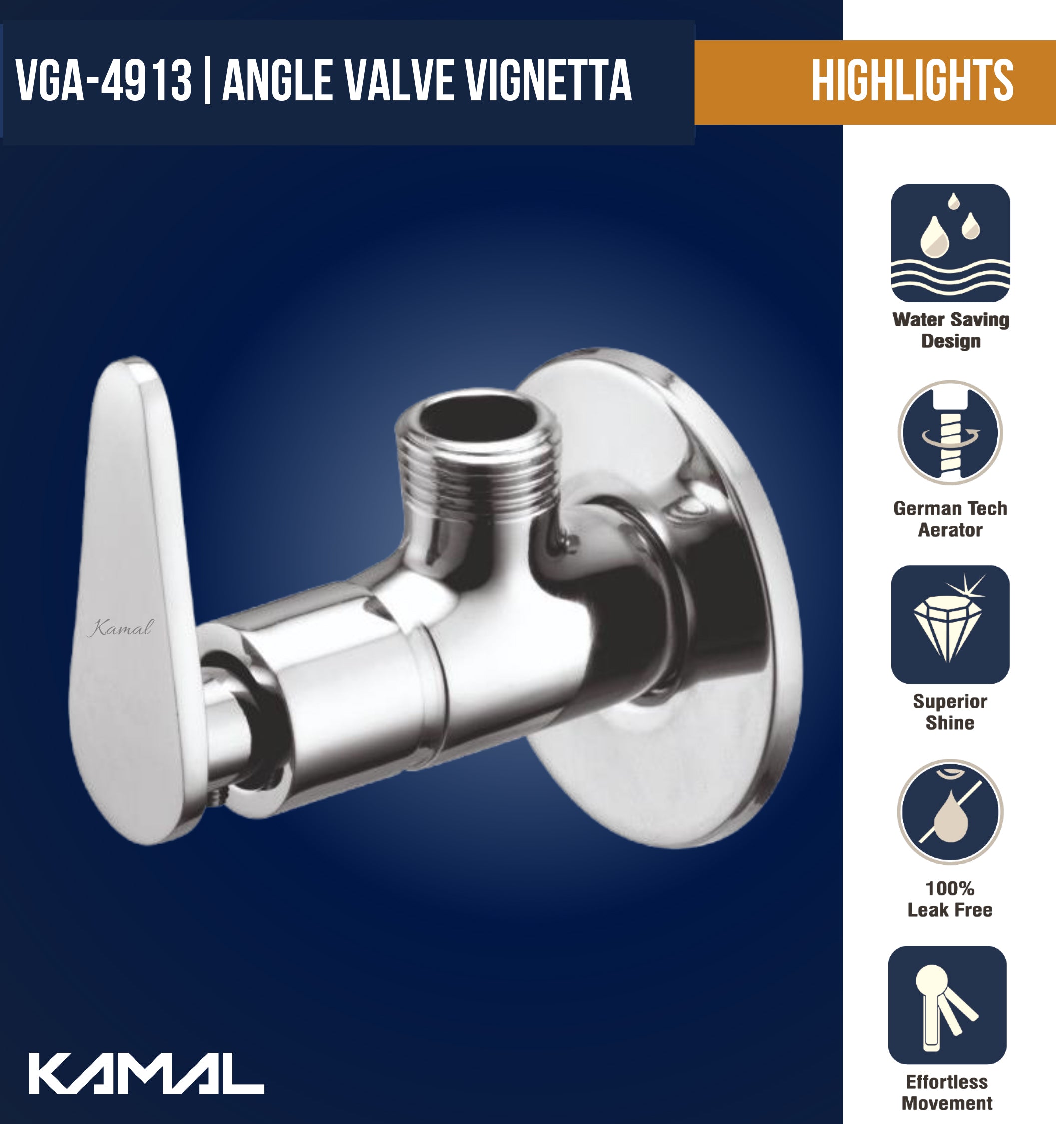 Vega Angle Valve Brass Faucet (Full Brass) - by Kamal