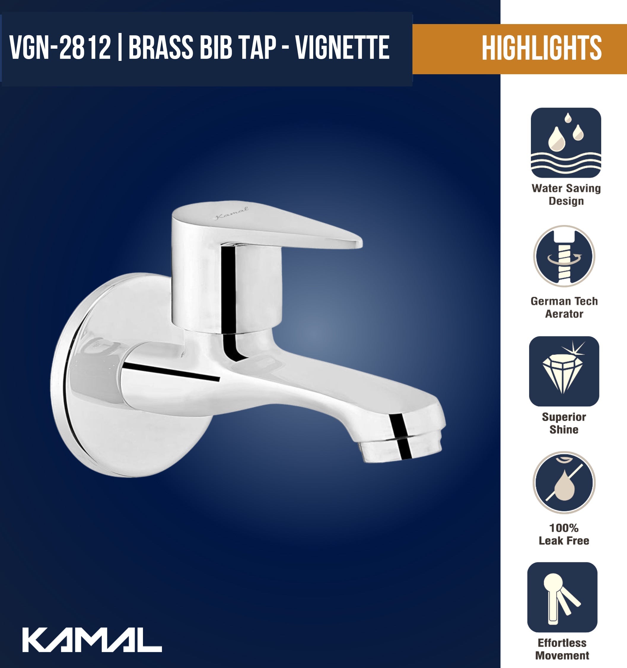 Vignette Bib Tap (Full Brass) - by Kamal
