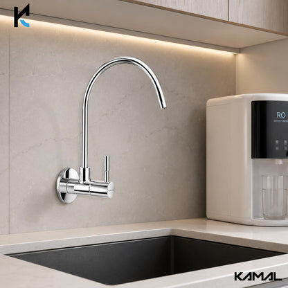 KAMAL Full Brass RO Water Purifier Faucet with Flange | Mirror Chrome Finish Wall Mount Kitchen RO Tap | Heavy Duty Brass Sink Faucet for RO Water Purifier Systems