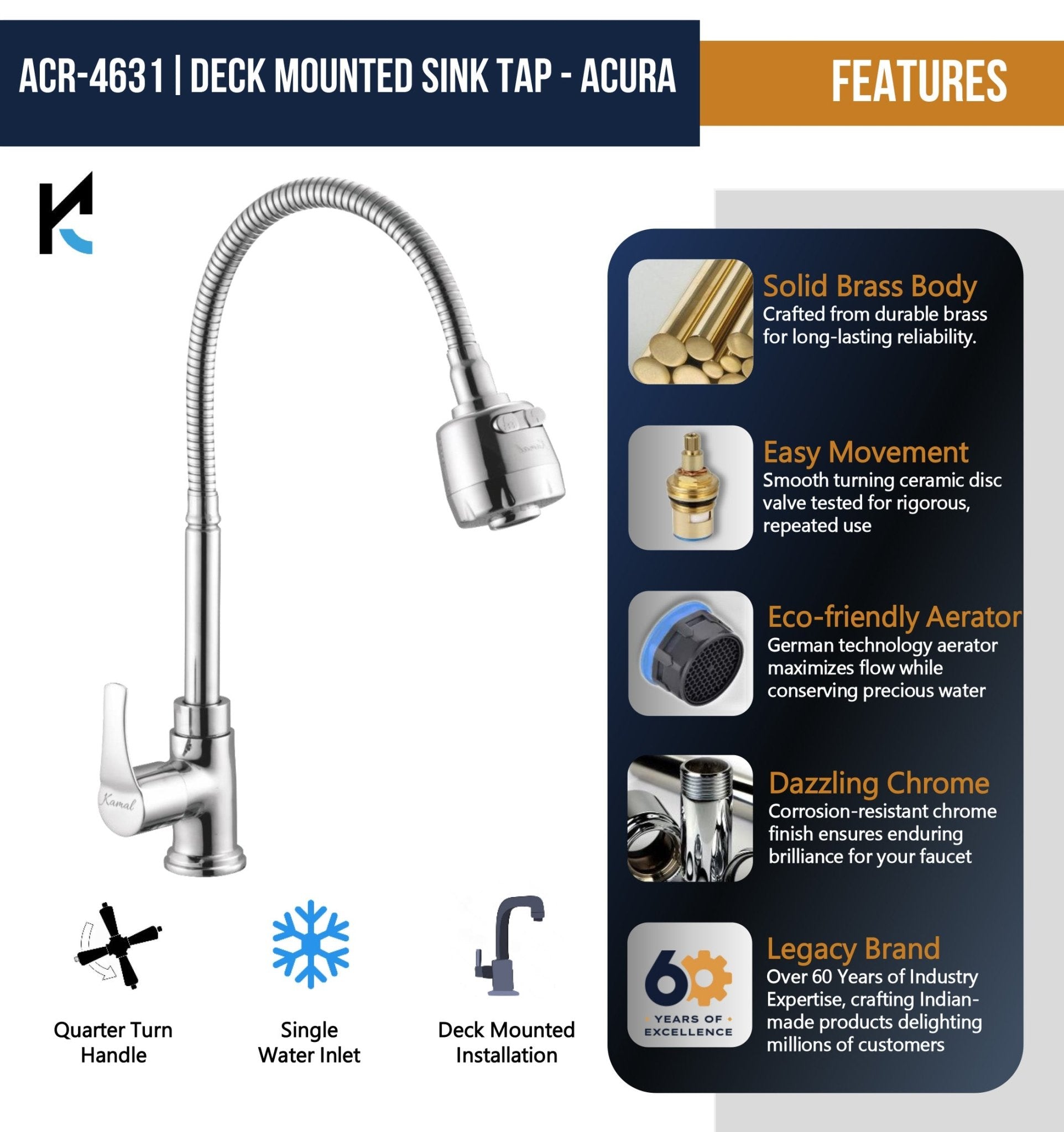 Acura Dual Flow Heavy Body Sink Tap – by Kamal - Acura - Kamal Bathware