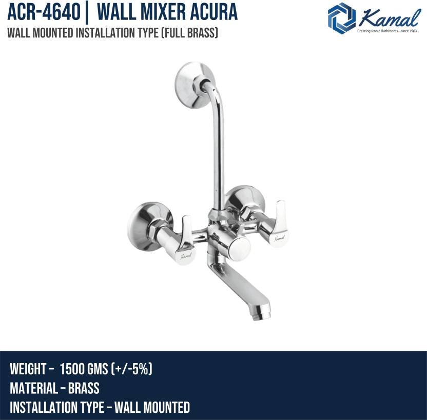 Acura Eco Wall Mixer with L Bend Pipe (Full Brass) - by Kamal - Kamal Bathware