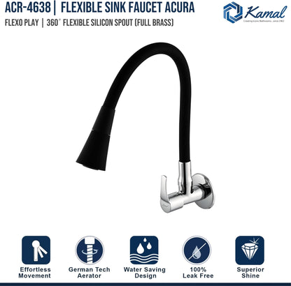 Acura Flexible Sink Tap Brass Faucet Flexo Play (Brass & Silicone) - by Kamal - Kamal Bathware