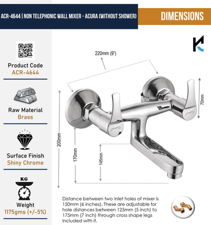 Acura Non - Telephonic Wall Mixer - by Kamal - Acura - Kamal Bathware