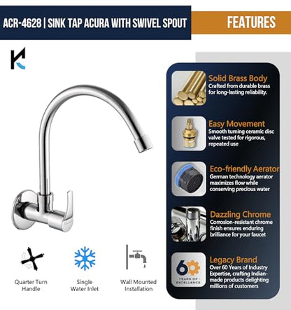 Acura Sink Tap (Full Brass) - by Kamal - Kamal Bathware