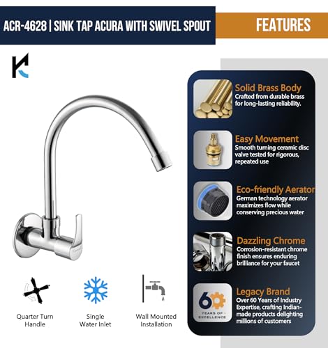 Acura Sink Tap (Full Brass) - by Kamal - Kamal Bathware