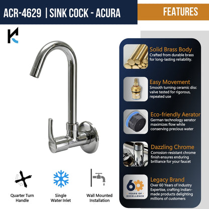 Acura Sink Tap (Full Brass) - by Kamal - Acura - Kamal Bathware