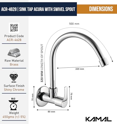 Acura Sink Tap (Full Brass) - by Kamal - Kamal Bathware