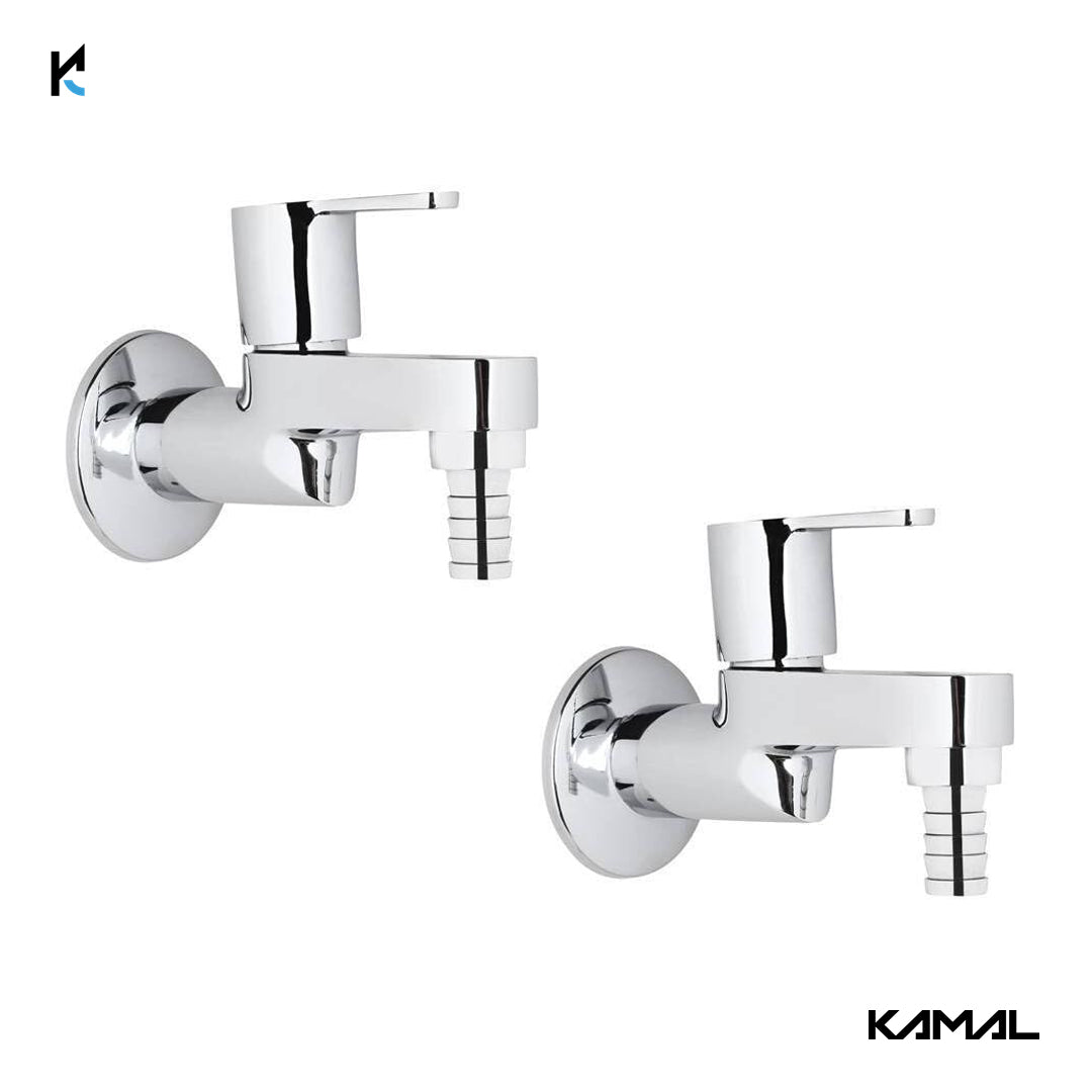 Admire Nozzle Bib Cock Tab with Wall Flange (Full Brass) - by Kamal - Kamal Bathware