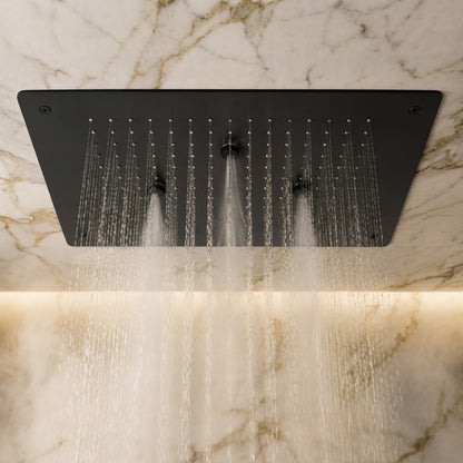 KAMAL 19 × 13 Inch Luxury Ceiling Mounted  Shower | SS 304 | Rain + Mist  Matte Black