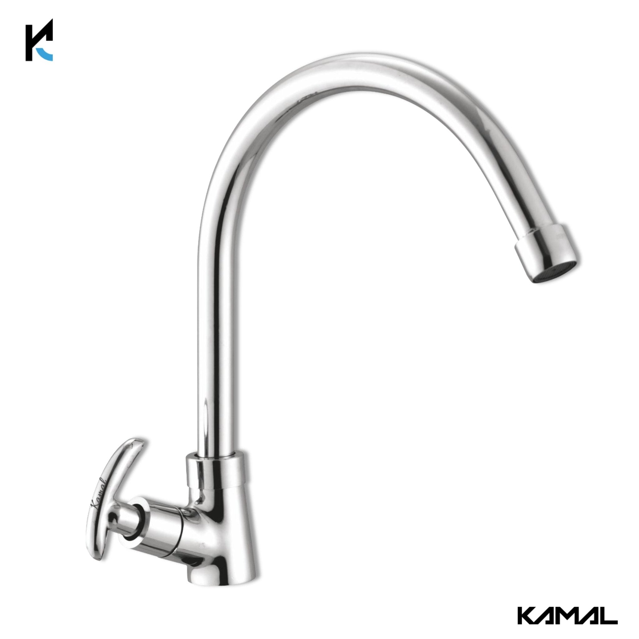 Alto C - Bend Spout Gosseneck Sink Faucet (Full Brass) - by Kamal - Alto - Kamal Bathware