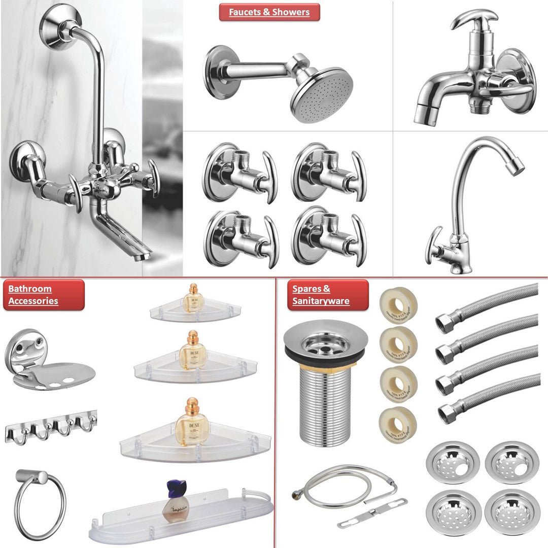 Alto Collection Bathroom Premium Combo Set with Overhead Shower - by Kamal - Alto - Kamal Bathware