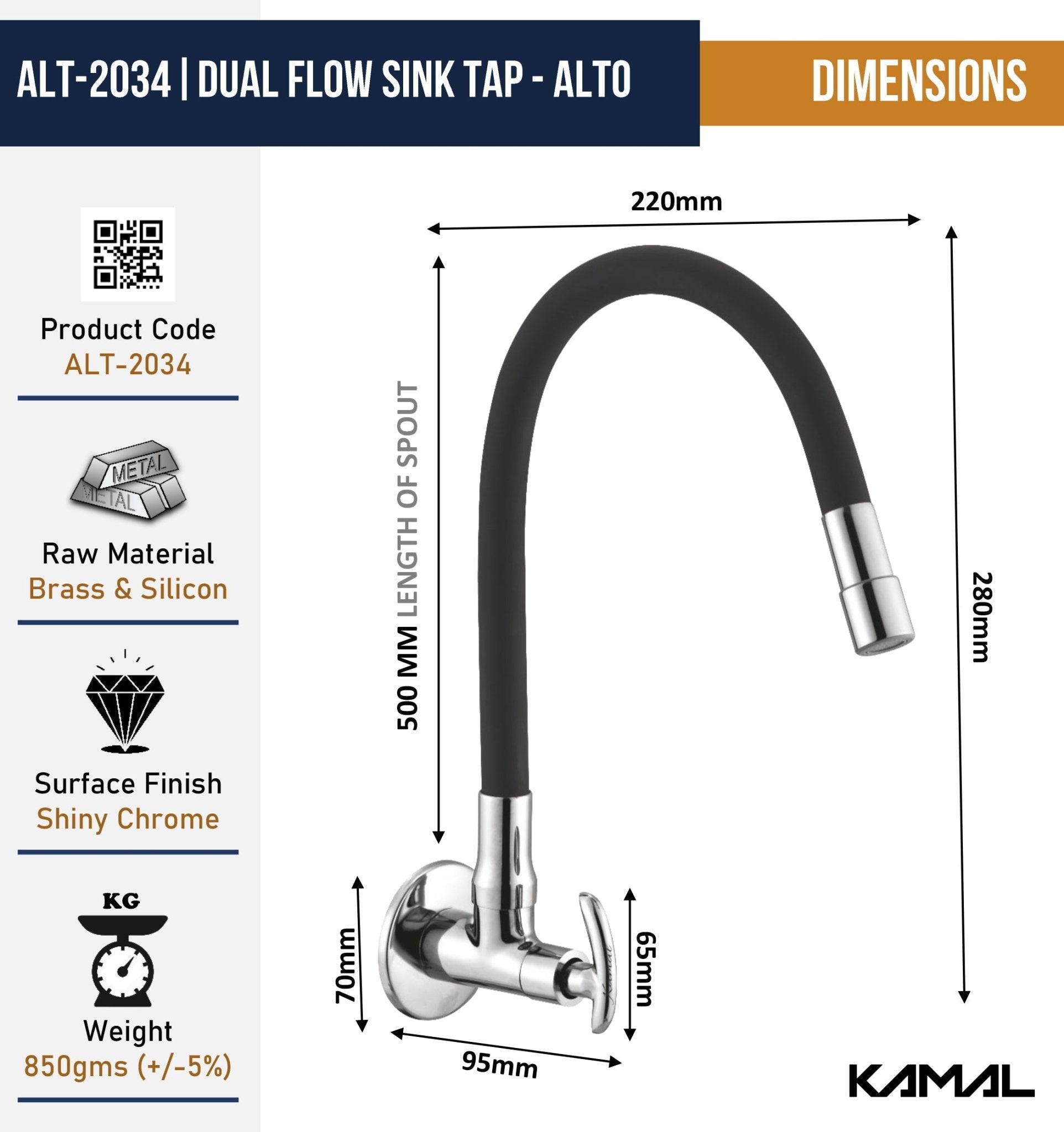 Alto Dual Flow Sink Tap – by Kamal - Alto - Kamal Bathware