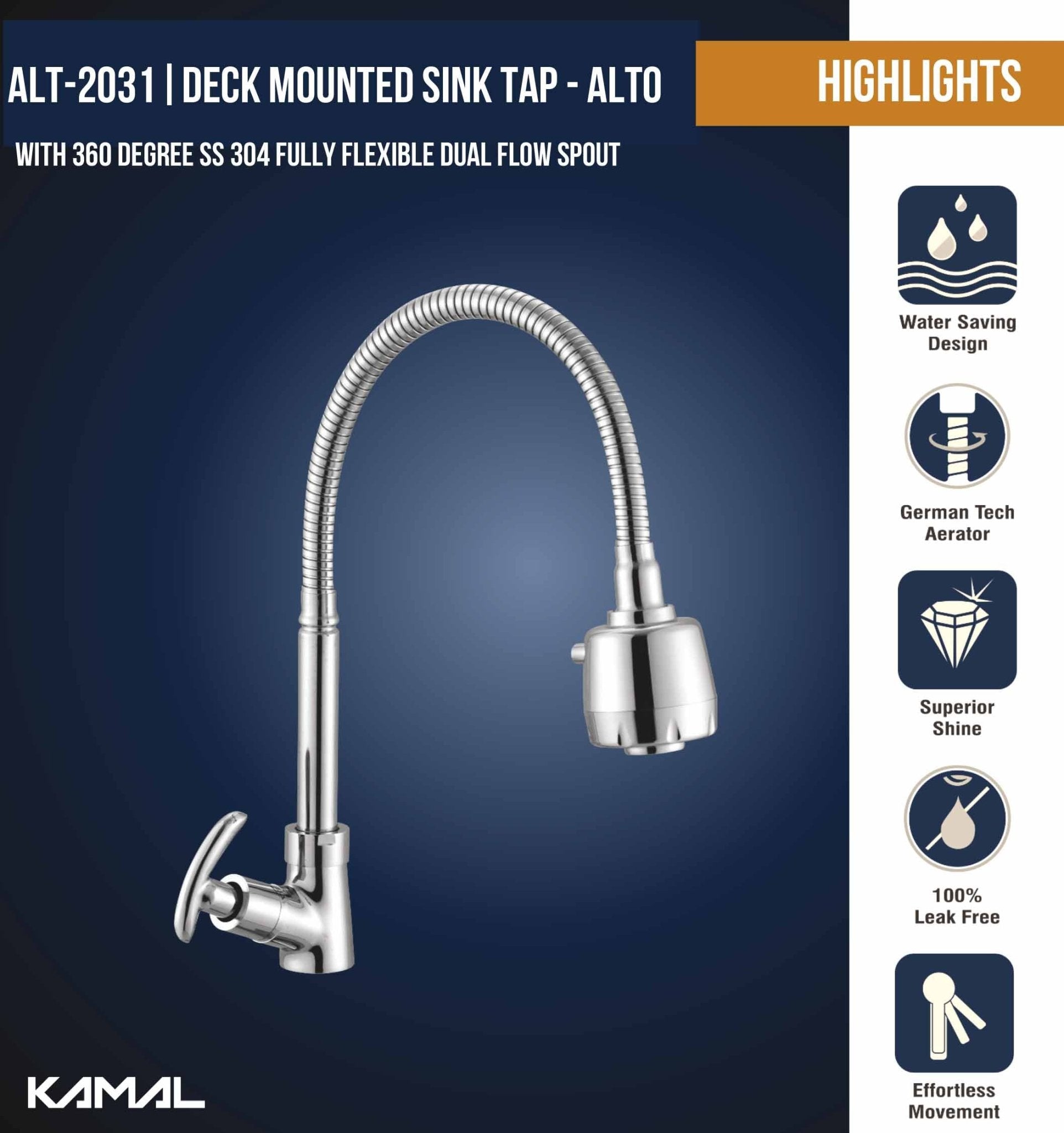 Alto Dual Flow Sink Tap - by Kamal - Alto - Kamal Bathware