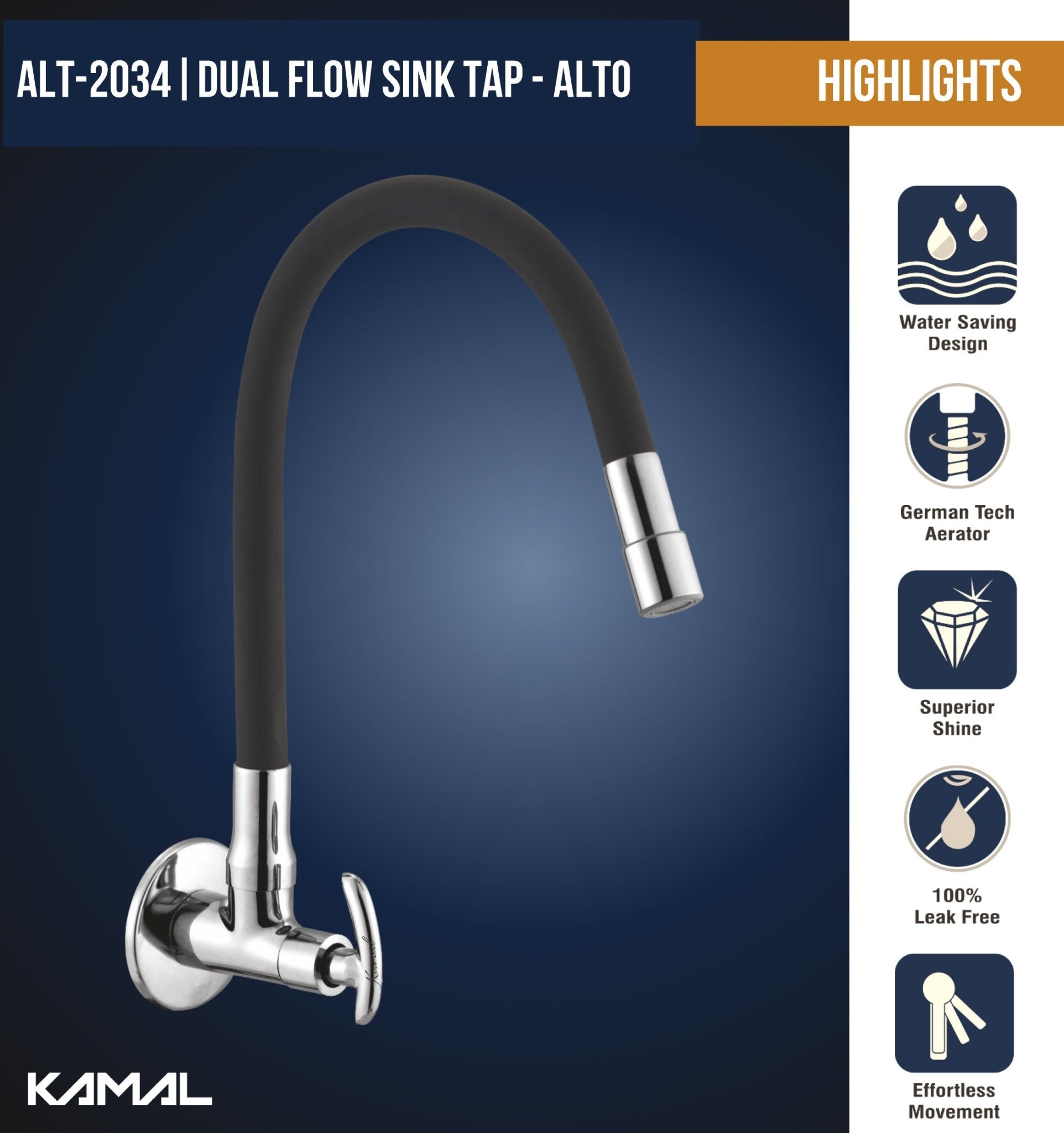 Alto Dual Flow Sink Tap – by Kamal - Alto - Kamal Bathware