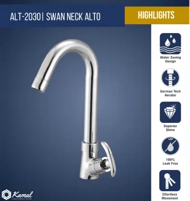 Alto Swan Neck (Full Brass) - by Kamal - Alto - Kamal Bathware
