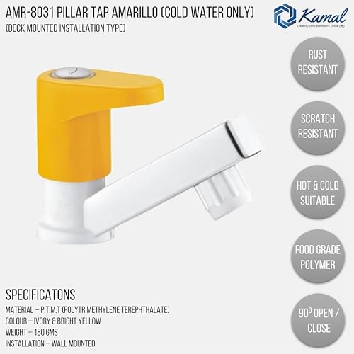 Amarillo Pillar Tap Amarillo (PTMT Plastic) - by Kamal - Kamal Bathware