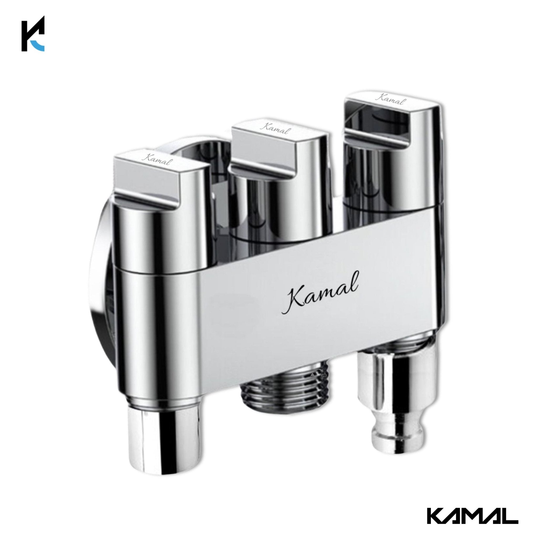 Apollo Three in One Angle Valve with Wall Flange (Full Brass) - by Kamal - Apollo - Kamal Bathware