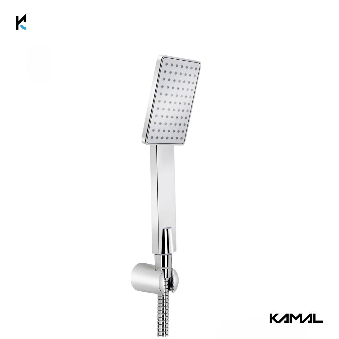 Arch Hand Rain Shower with ABS Shower Tube & Wall Hook (Silver, Chrome Finish) - by Kamal - Arch - Kamal Bathware