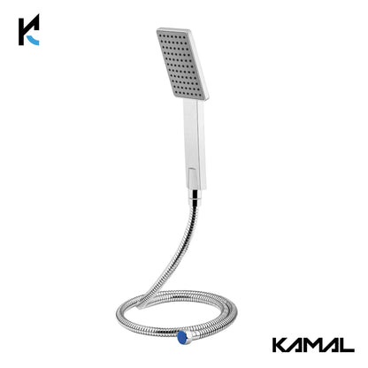 Arch Hand Rain Shower with ABS Shower Tube & Wall Hook (Silver, Chrome Finish) - by Kamal - Arch - Kamal Bathware