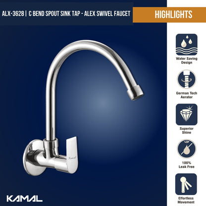 Aric Full Brass 180° Swivel Spout Gooseneck Faucet - by Kamal - Aric - Kamal Bathware