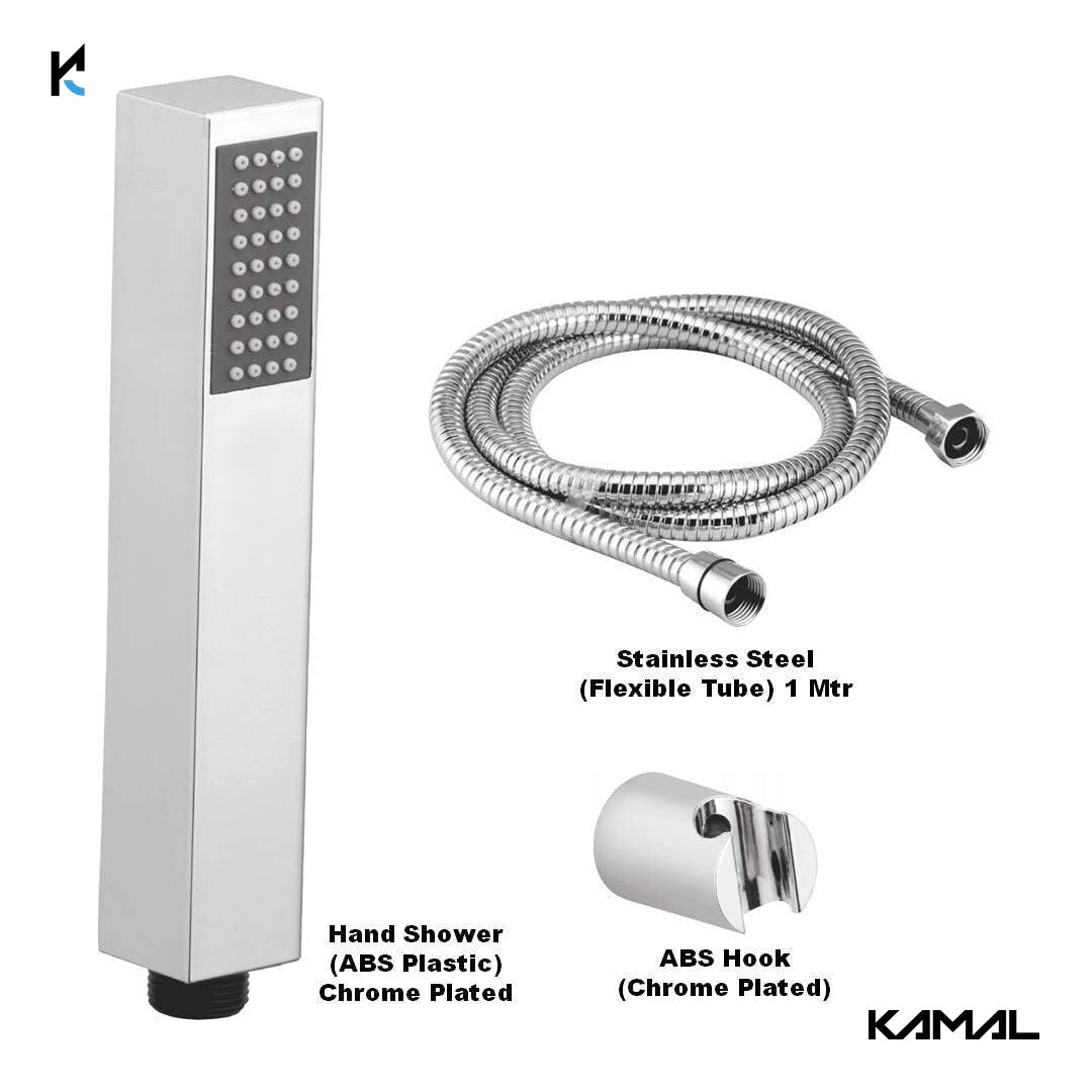 Axis Stylish ABS Hand Shower with 1.5 Mtr Tube & Wall Hook - by Kamal - Axis - Kamal Bathware