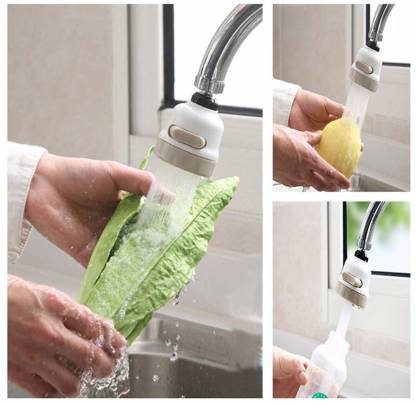360° Movable Kitchen Water Saving Aerator | Three Flow White Aerator Foam Flow Faucet (ABS) - by Kamal