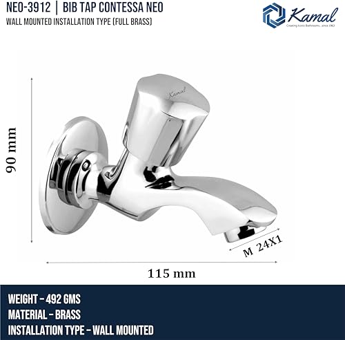Contessa Neo Bib Tap (Full Brass) - by Kamal - Contessa Neo - Kamal Bathware