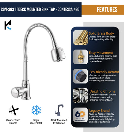 Contessa Neo Dual Flow Heavy Body Sink Tap – by Kamal - Contessa Neo - Kamal Bathware