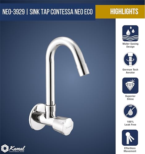 Contessa Neo Eco Sink Tap (Full Brass - by Kamal - Contessa Neo Eco - Kamal Bathware