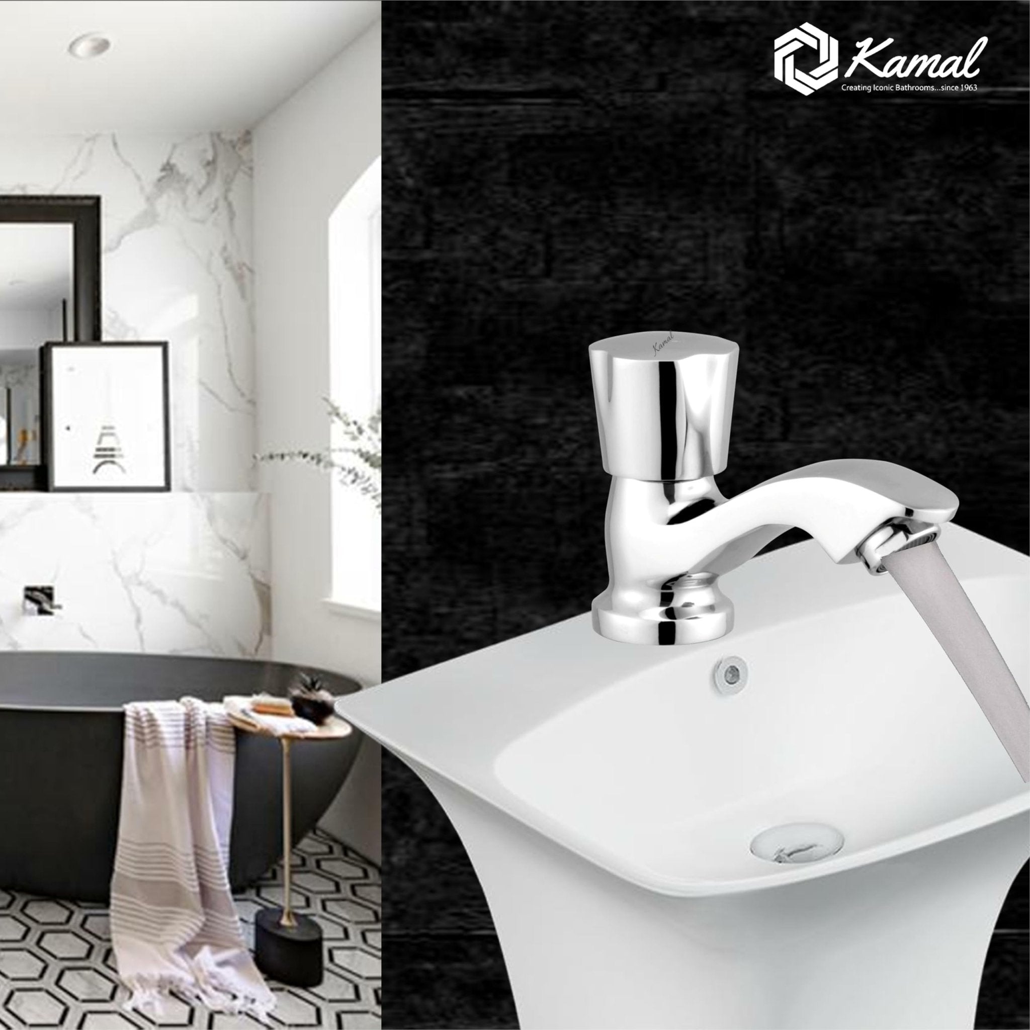 Contessa Neo Pillar Tap (Full Brass) - by Kamal - Contessa Neo - Kamal Bathware