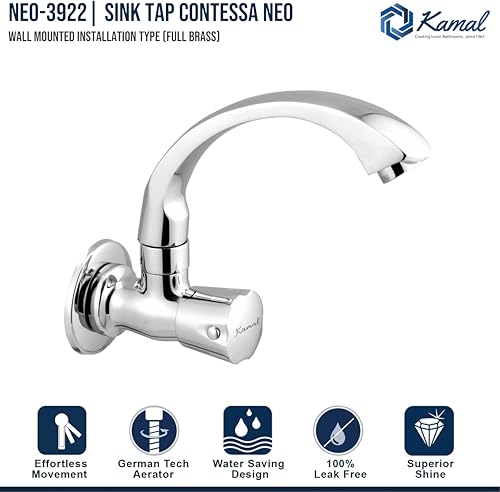 Contessa Neo Sink Tap (Full Brass) - by Kamal - Contessa Neo - Kamal Bathware