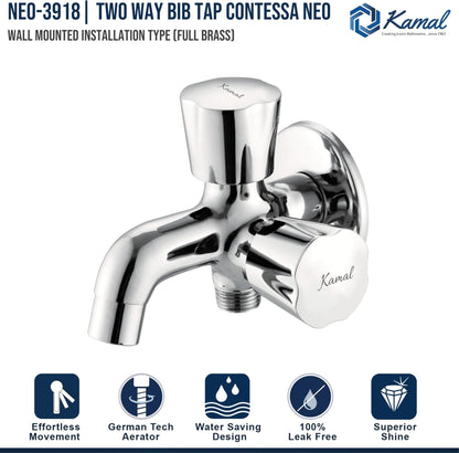 Contessa Neo Two Way Bib Tap (Full Brass) - by kamal - Contessa Neo - Kamal Bathware