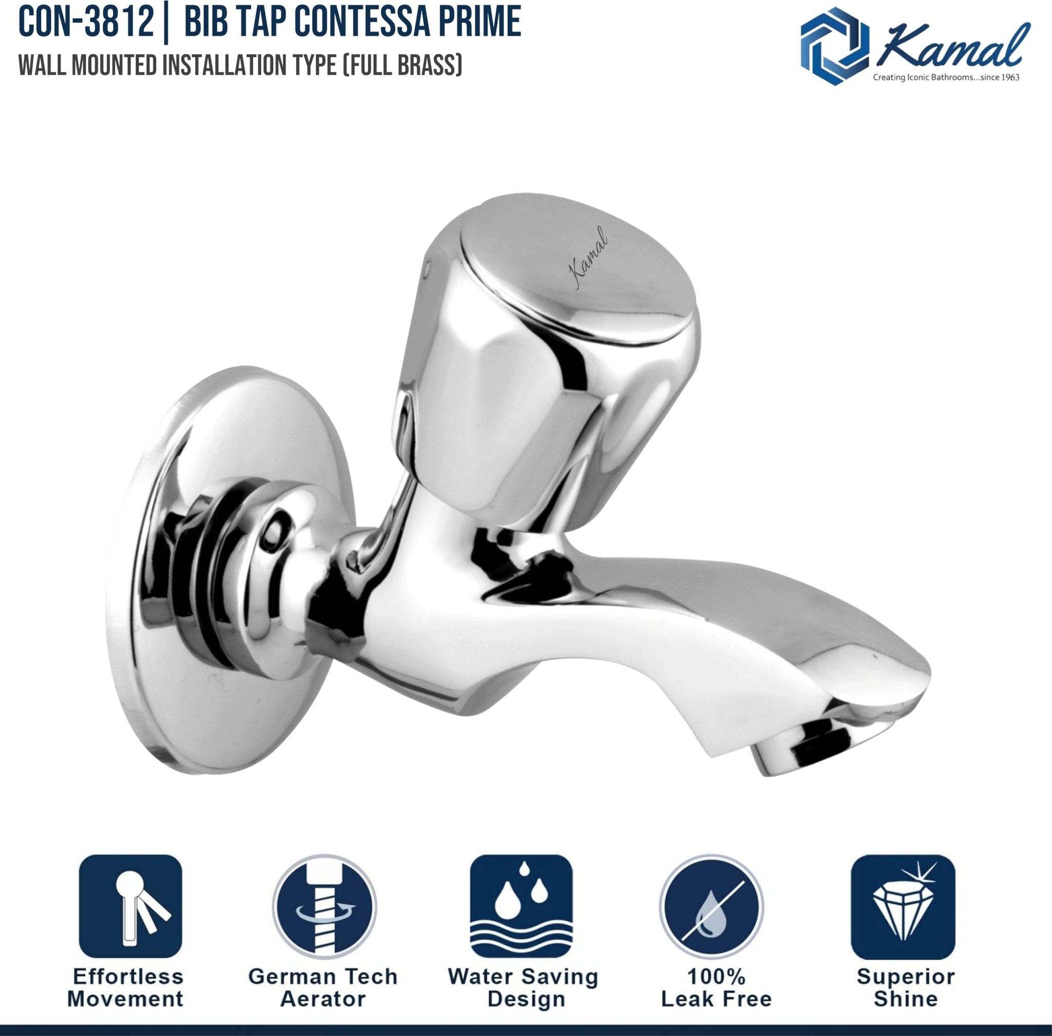 Contessa Prime Bib Tap (Full Brass) - by Kamal - Contessa Prime - Kamal Bathware