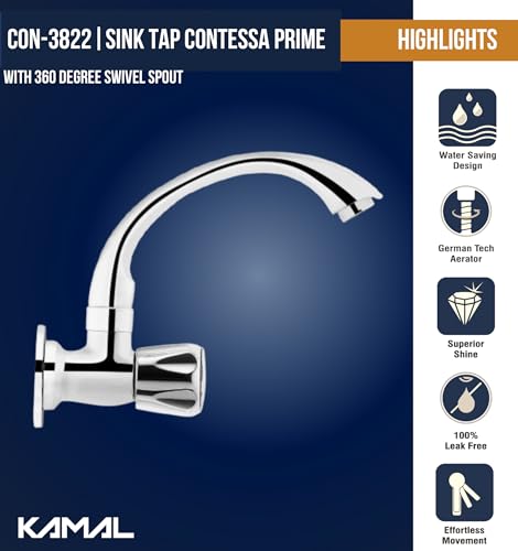Contessa Prime Sink Tap (Full Brass) - by Kamal - Kamal Bathware