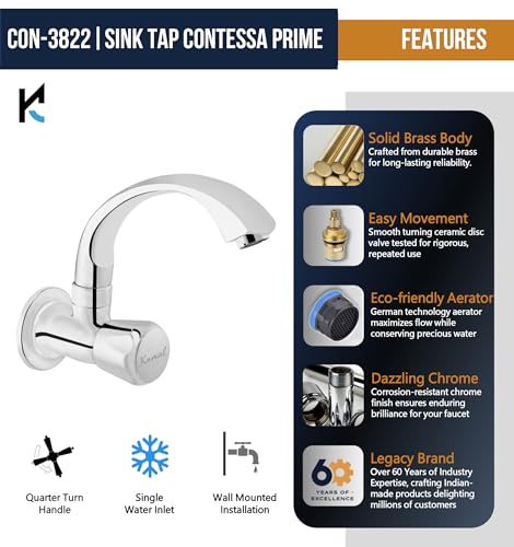 Contessa Prime Sink Tap (Full Brass) - by Kamal - Kamal Bathware