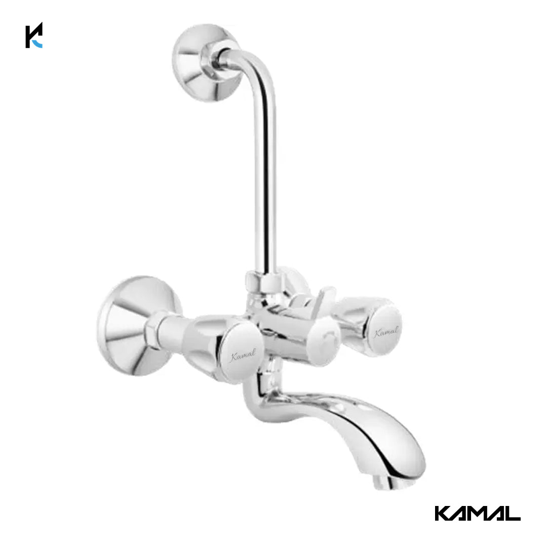 Contessa Prime Wall Mixer with L Bend Pipe (Full Brass) - by Kamal - Kamal Bathware