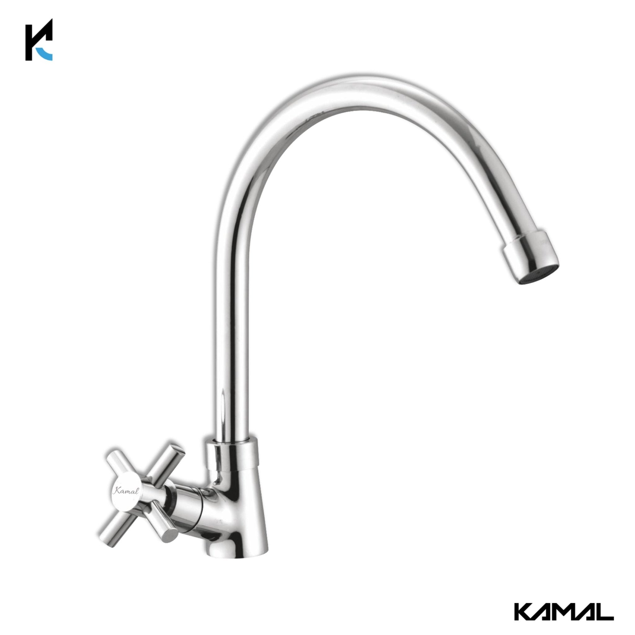 Cross C - Bend Spout Gosseneck Sink Faucet (Full Brass) - by Kamal - Cross - Kamal Bathware