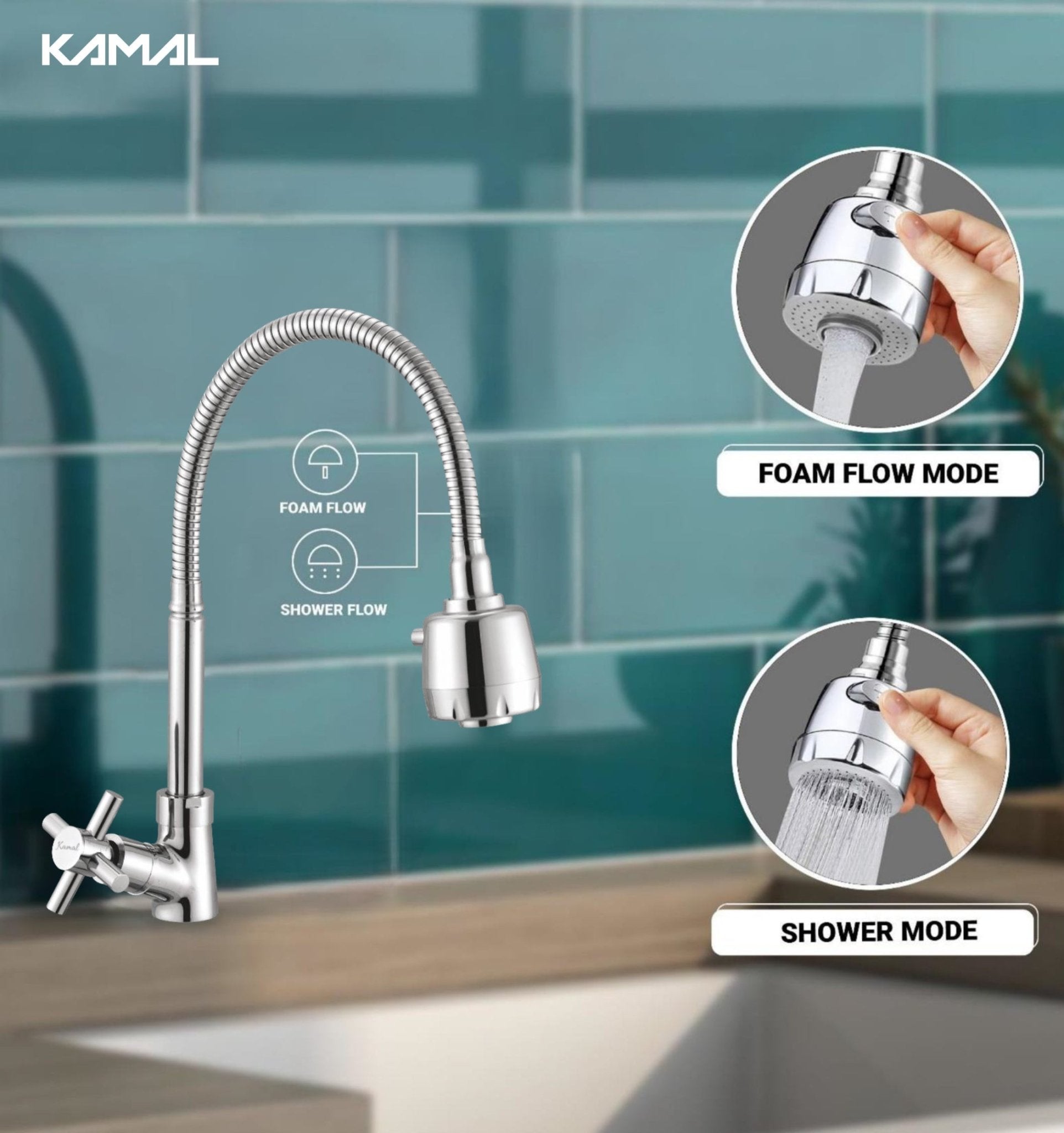 Cross Dual Flow Sink Tap - by Kamal - Cross - Kamal Bathware