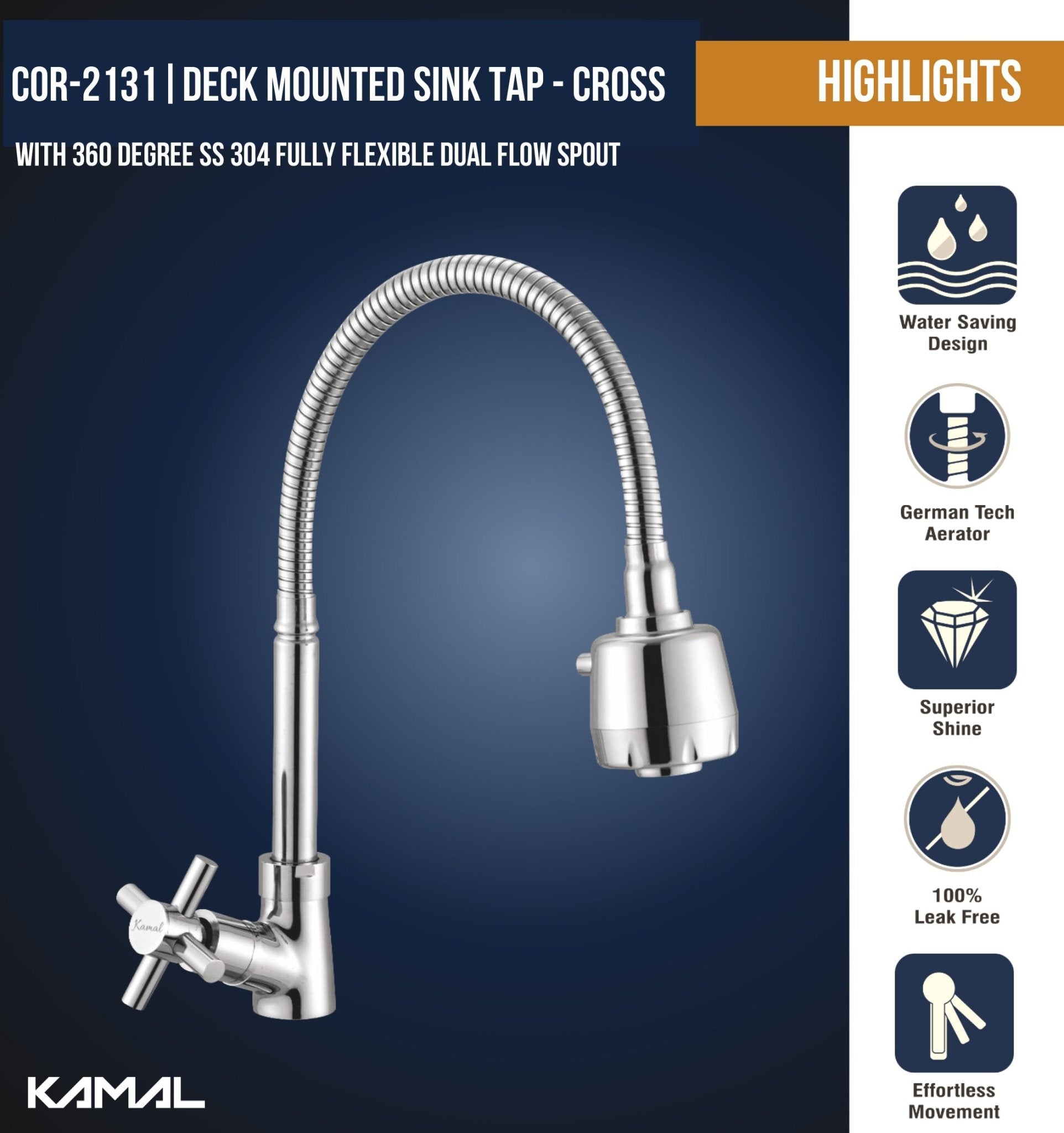 Cross Dual Flow Sink Tap - by Kamal - Cross - Kamal Bathware