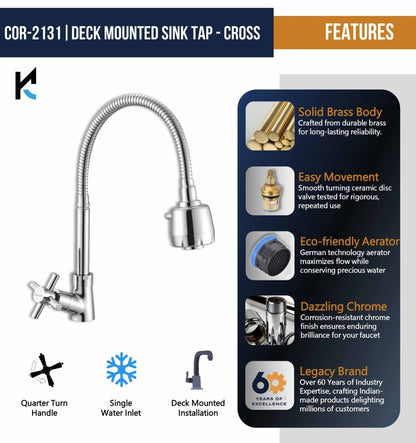 Cross Dual Flow Sink Tap - by Kamal - Cross - Kamal Bathware