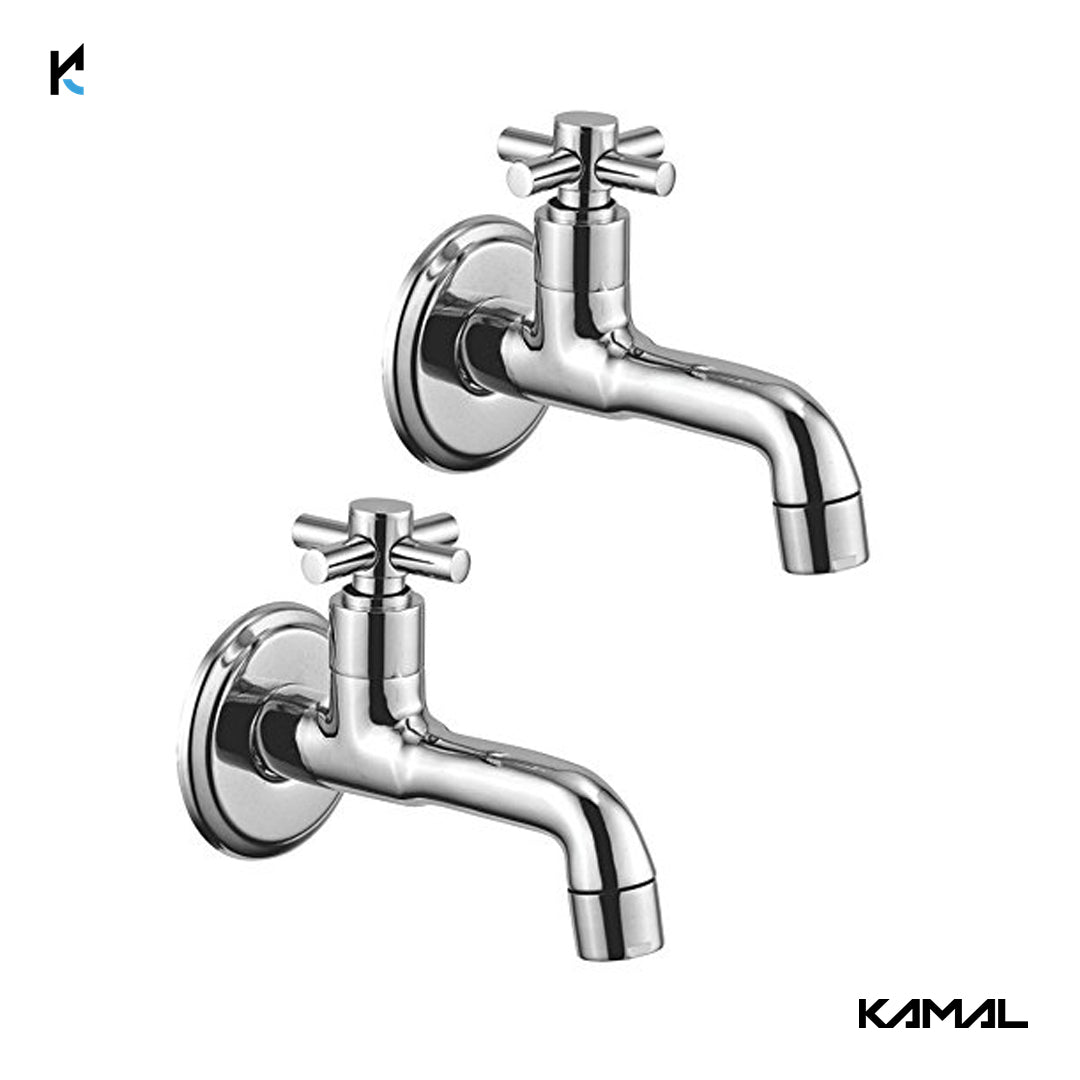 Cross Long Body Bib Tap (Full Brass) - by Kamal - Cross - Kamal Bathware