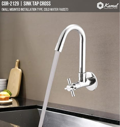 Cross Neo Sink Tap (Full Brass) - by Kamal - Cross Neo - Kamal Bathware