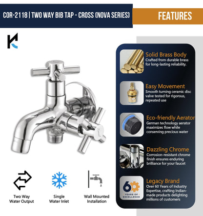 Cross Nova Series Two Way Bib Cock - by Kamal - Cross - Kamal Bathware