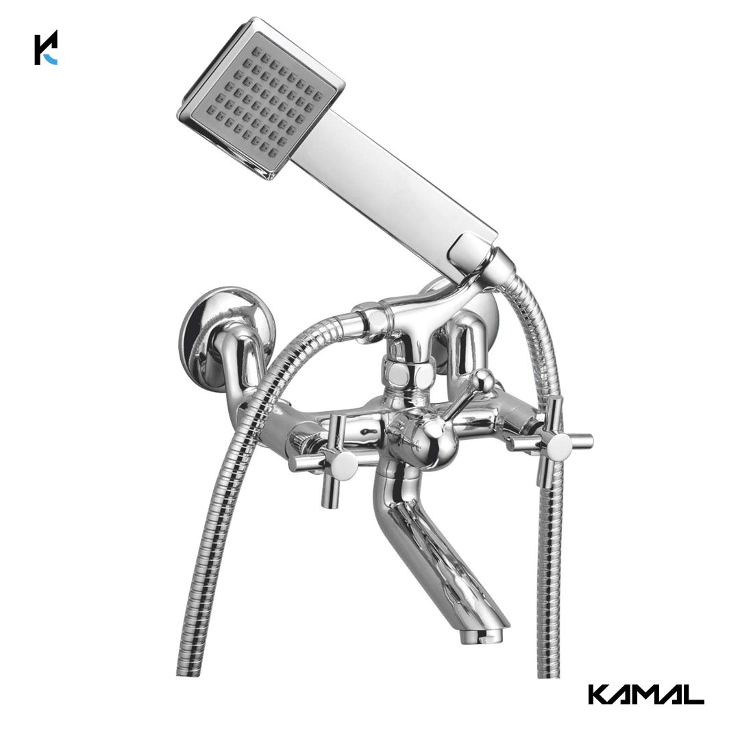 Cross Telephonic Wall Mixer with Crutch (Full Brass) - by Kamal - Cross - Kamal Bathware