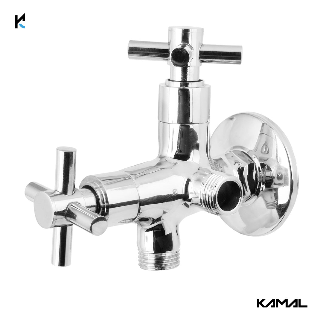 Cross Two in One Angle Valve (Full Brass) - by Kamal - Kamal Bathware