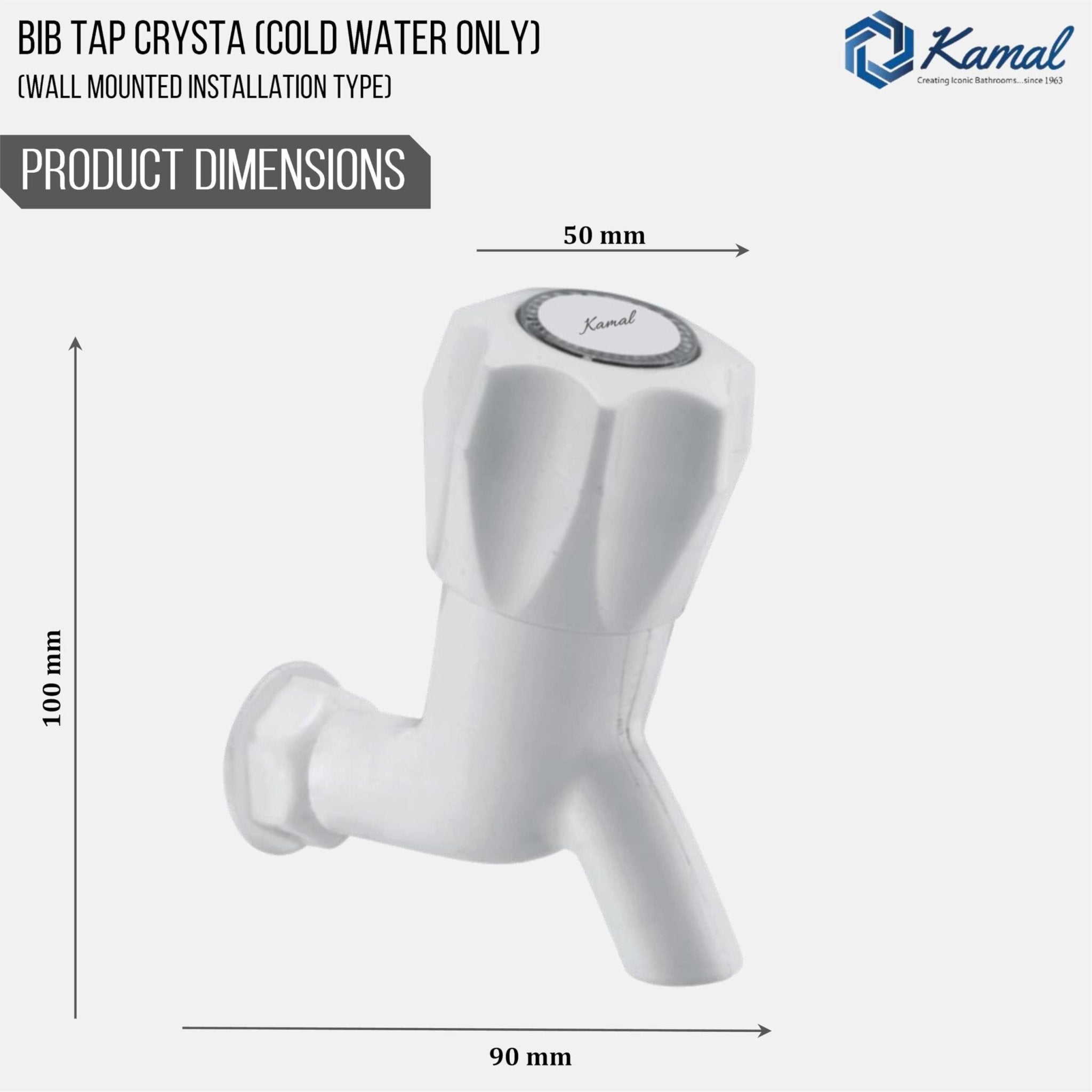 Crystal Bib Tap (PTMT Plastic) - by Kamal - Kamal Bathware