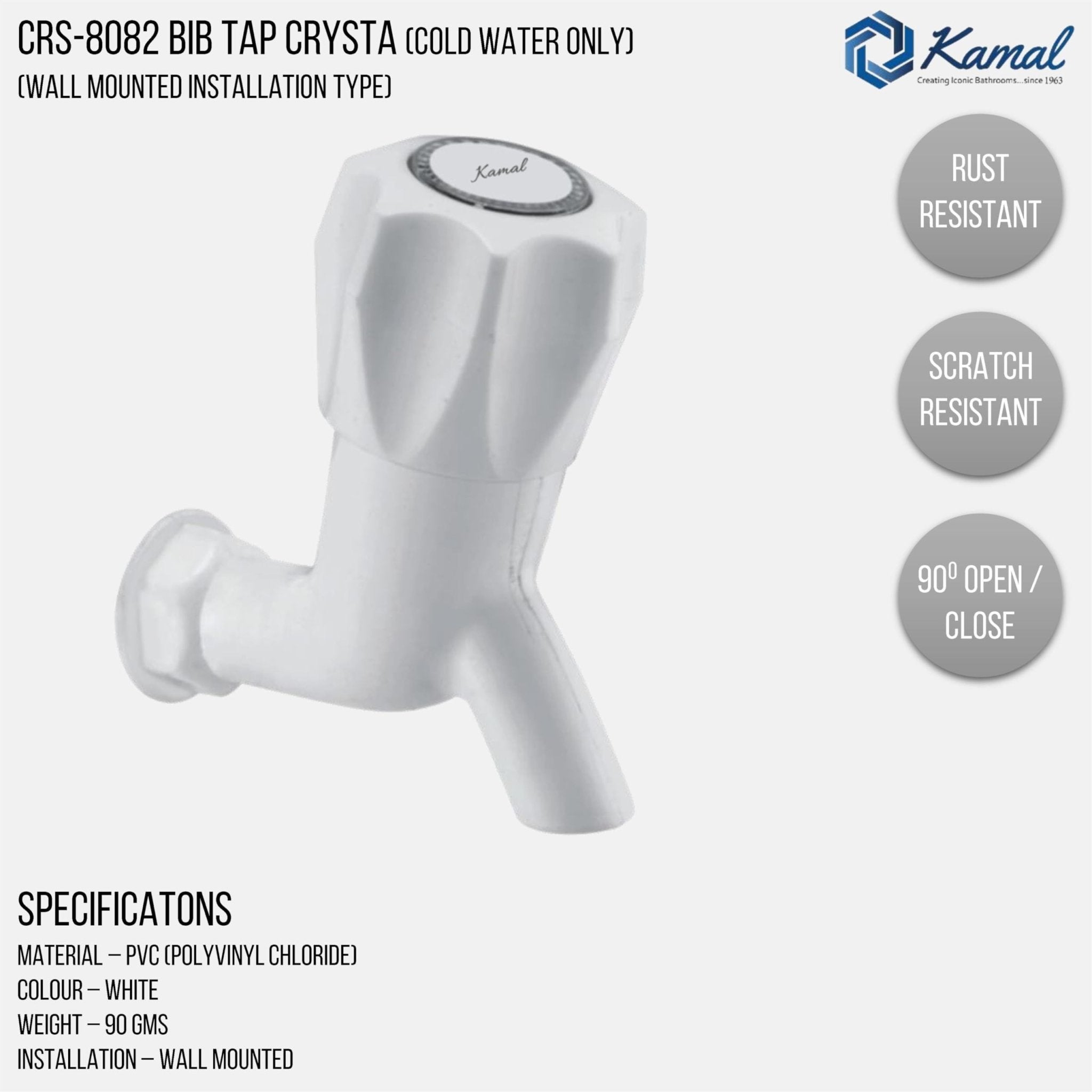 Crystal Bib Tap (PTMT Plastic) - by Kamal - Kamal Bathware